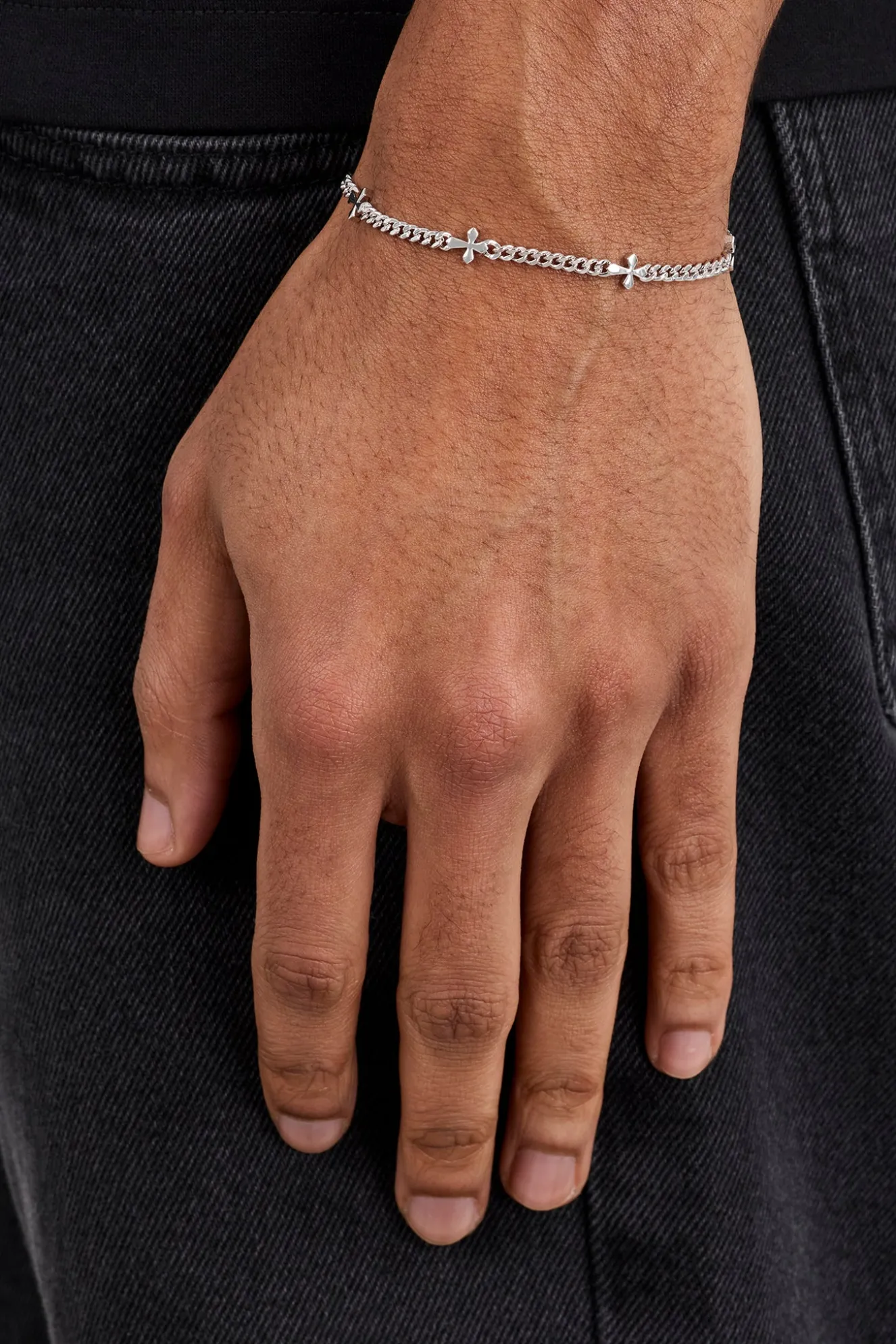 Polished Miami & Cross Bracelet - 3mm - White