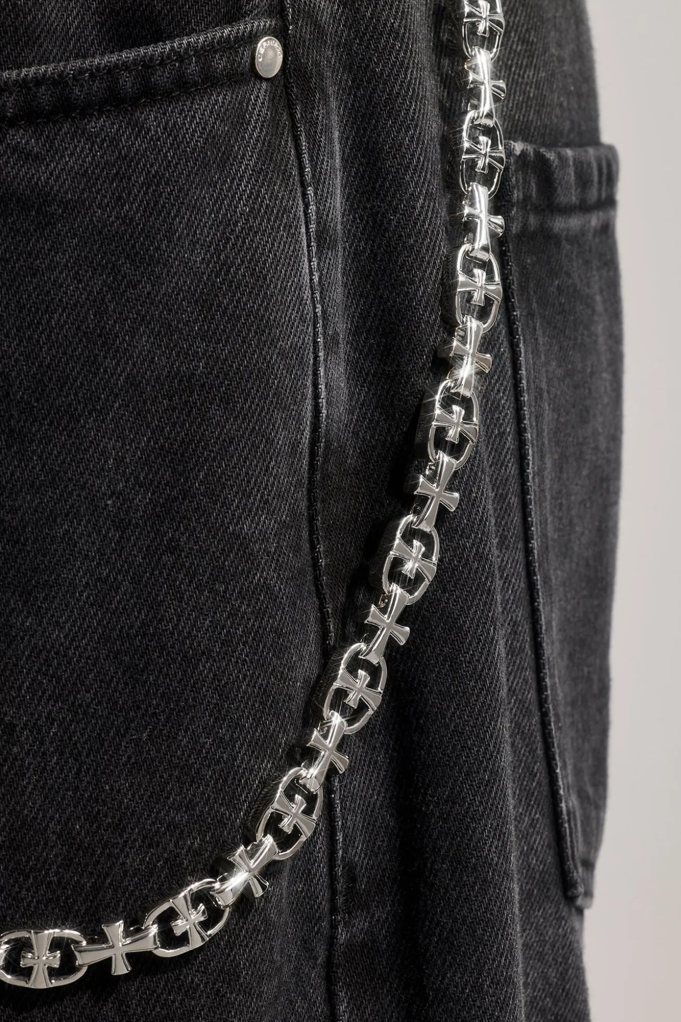 Polished Multi Cross Polished Jean Chain - 10mm - White