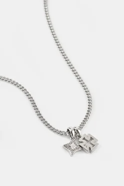 Polished Star & Cross Necklace - 10mm