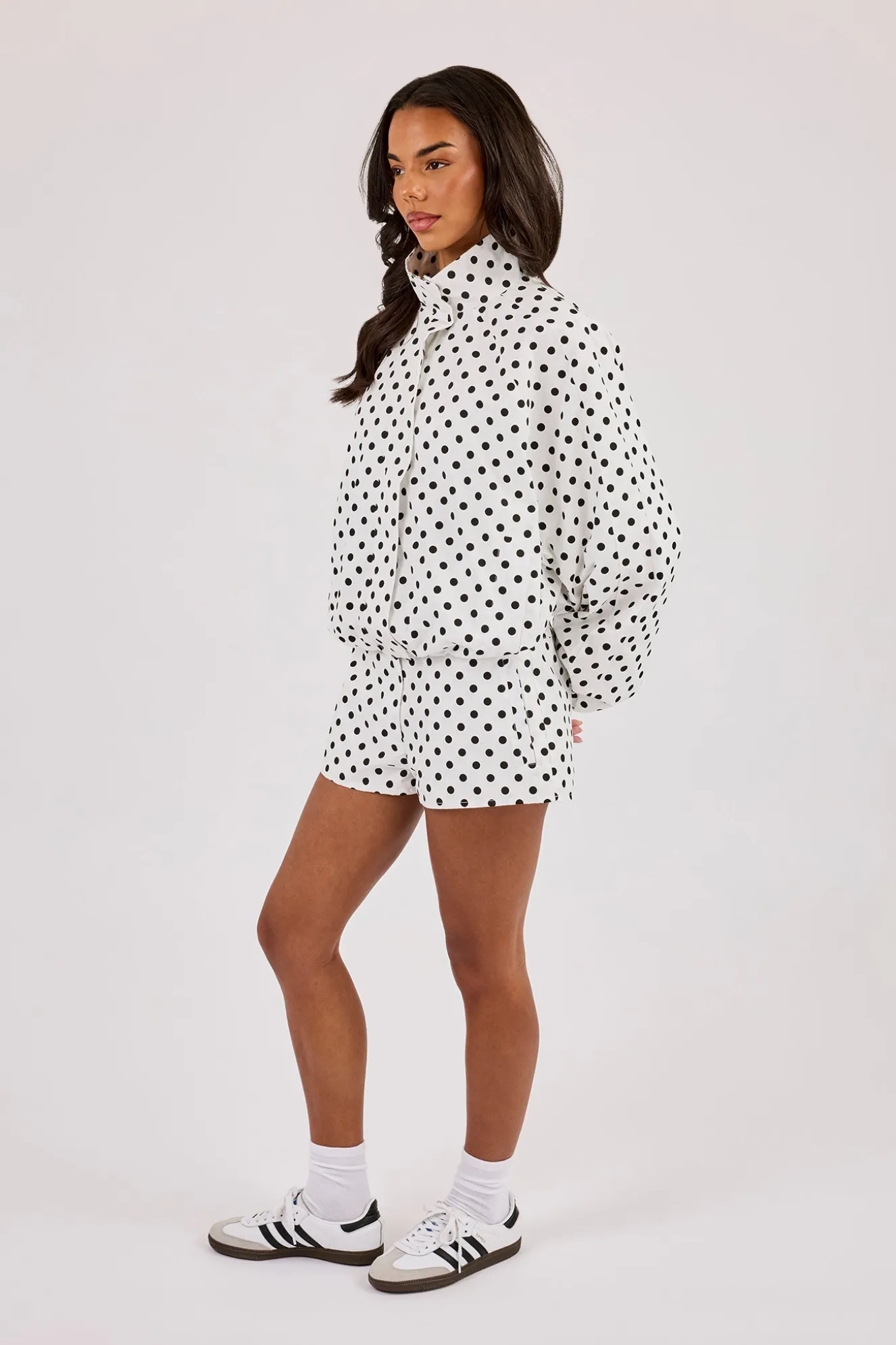 Polka Dot Jacket & Mini Short - White