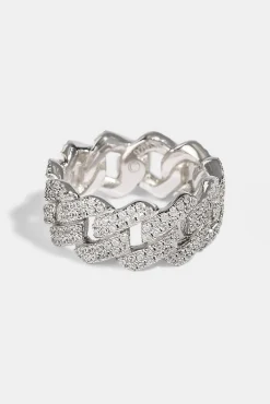 Prong Cuban Ring - 10mm - White