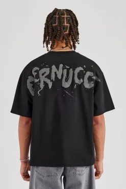 Regular Back Puff Print T-Shirt - Black