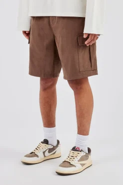 Relaxed Cargo Nylon Short - Brown