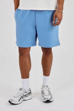 Relaxed Jersey Short With Micro Branding - Riviera Blue