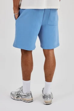 Relaxed Jersey Short With Micro Branding - Riviera Blue