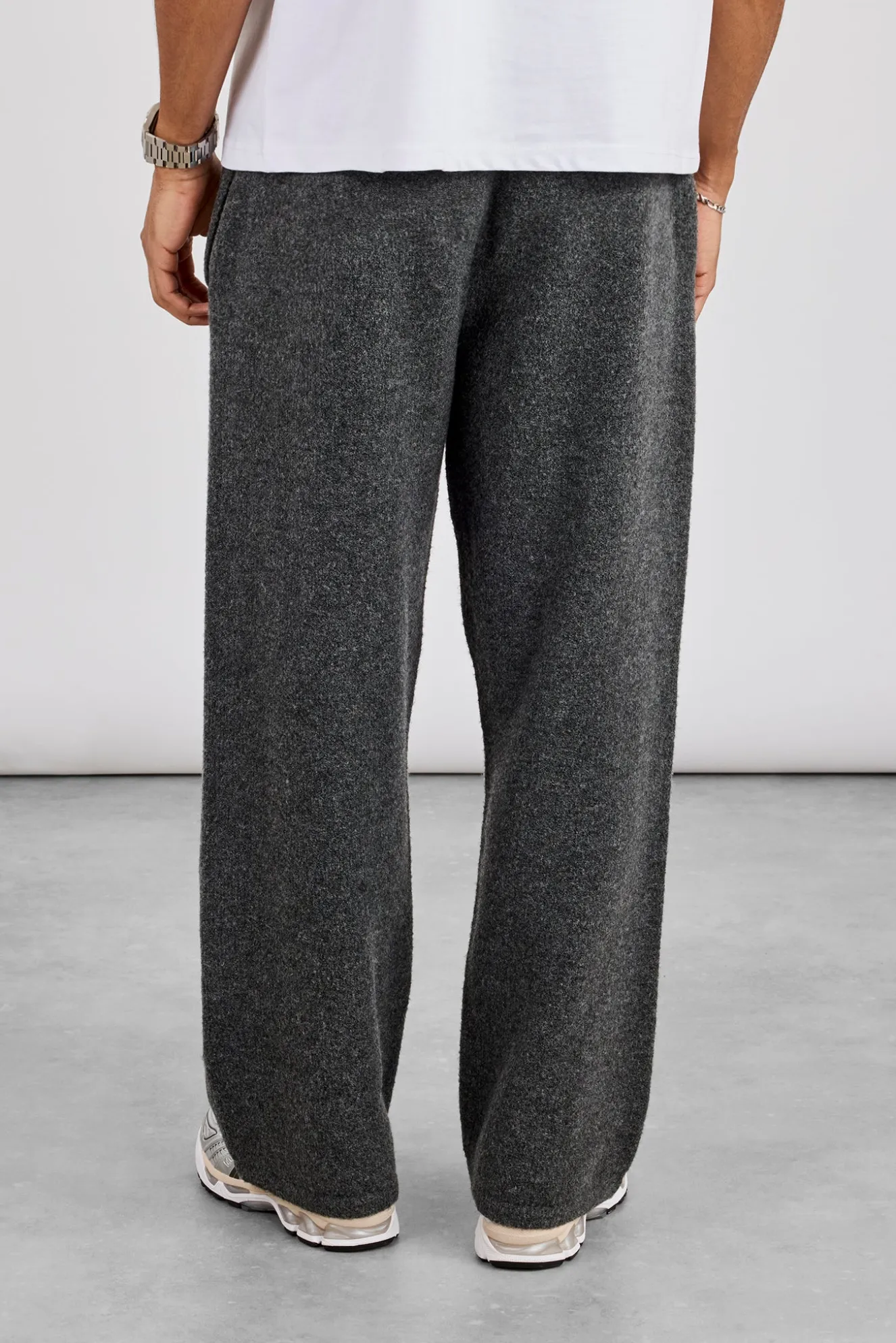 Relaxed Knitted Intarsia Jogger - Charcoal