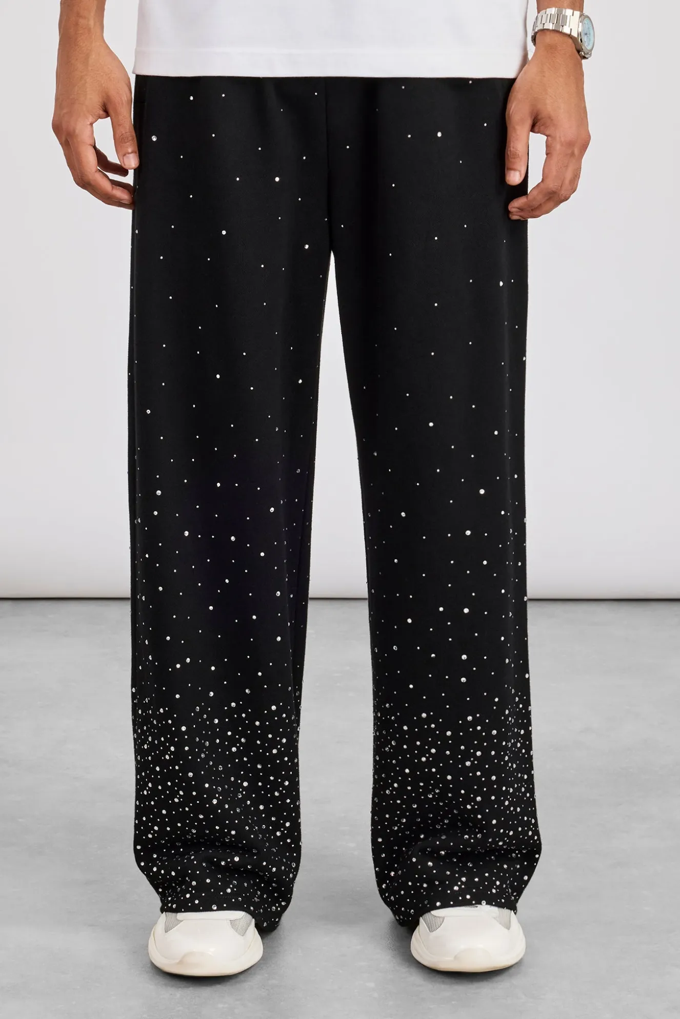 Rhinestone Baggy Jogger - Black
