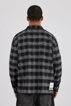 Rhinestone Check Shirt - Black