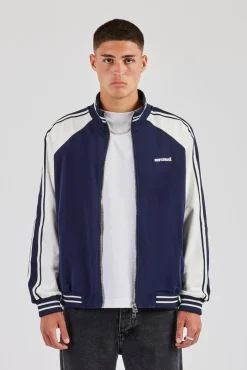 Rib Collar Track Jacket - Navy Blue