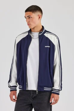 Rib Collar Track Jacket - Navy Blue