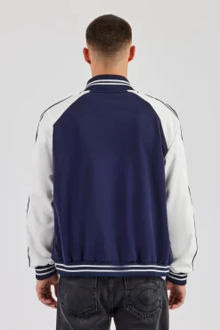 Rib Collar Track Jacket - Navy Blue