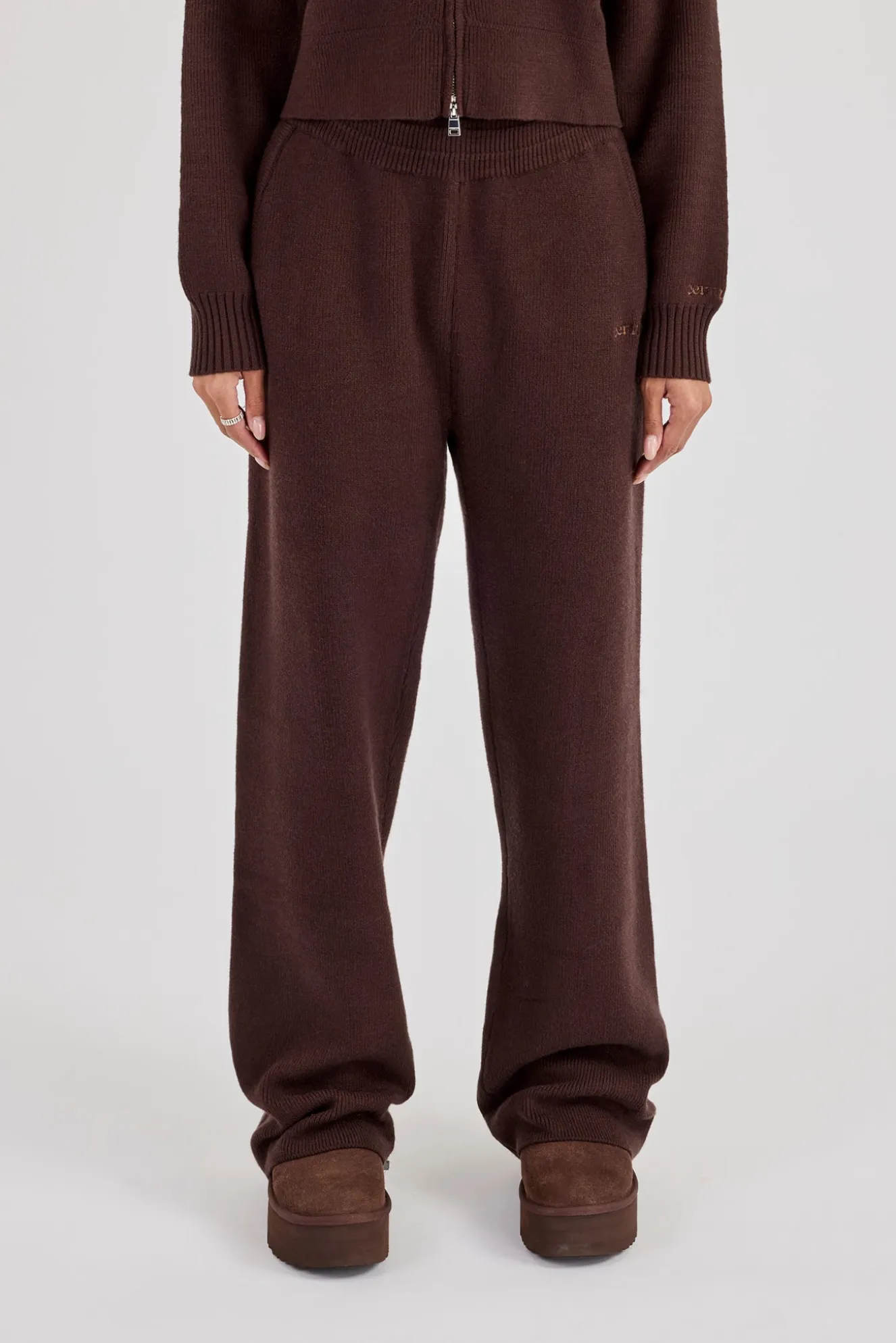 Rib Knit Jogger - Brown