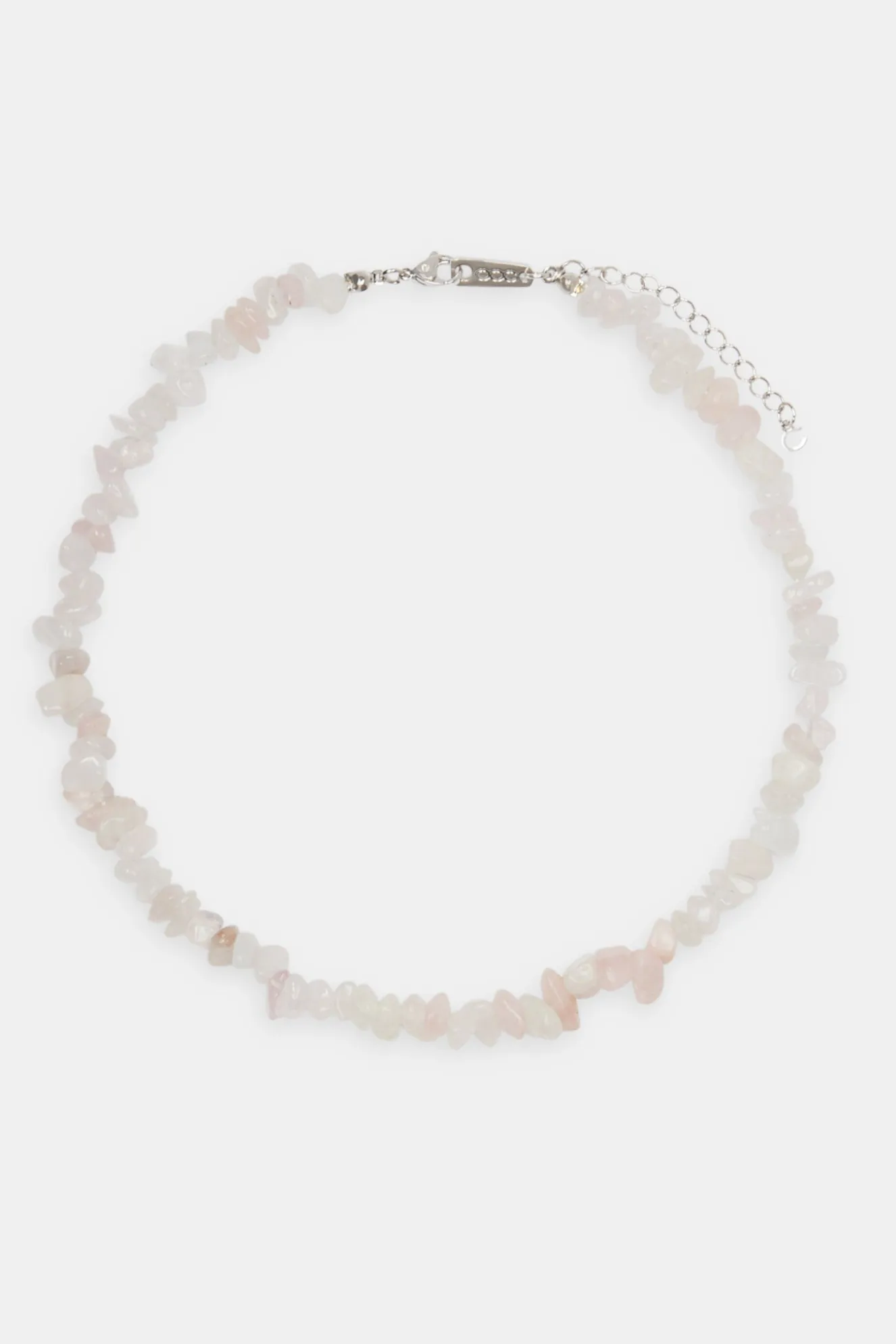Rose Quartz Shard Bead Necklace - White - 6mm