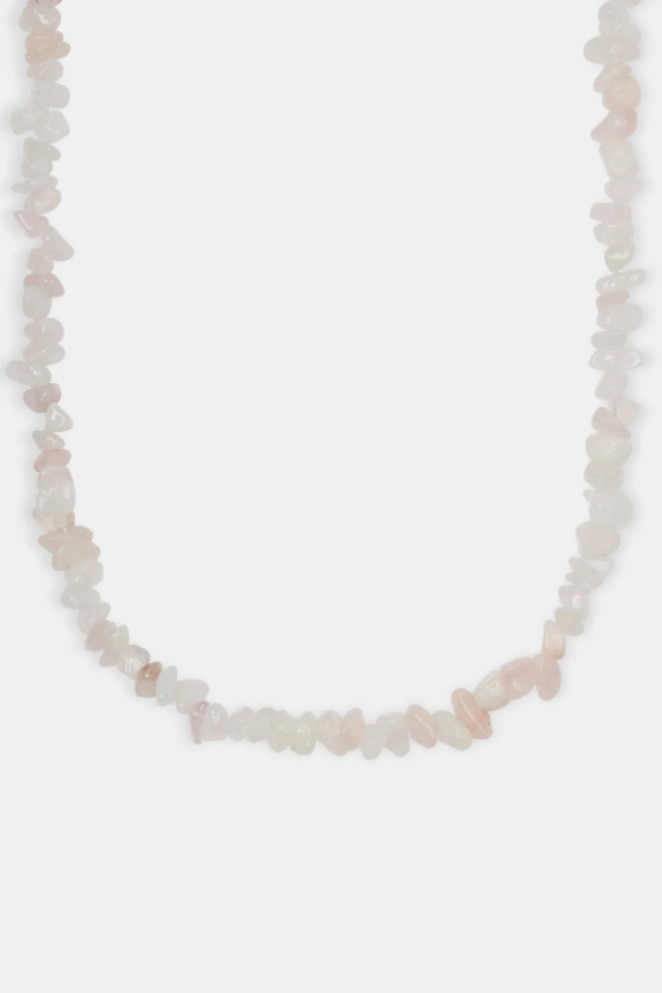 Rose Quartz Shard Bead Necklace - White - 6mm