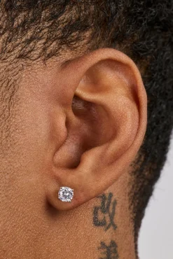 Round Cut Stud Earrings - 5mm - White