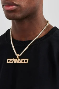 Samurai Font Pendant - 15mm - Gold