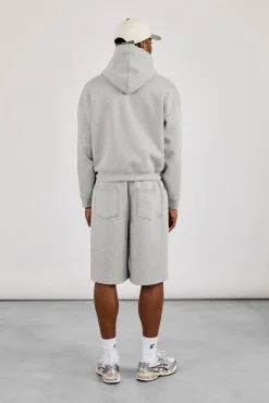 Scuba Zip Through Boxy Hoodie & Jort - Grey