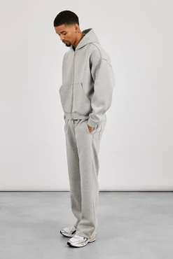 Scuba Zip Through Boxy Hoodie & Relaxed Scuba Trouser - Grey