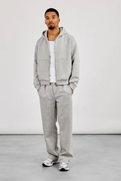 Scuba Zip Through Boxy Hoodie & Relaxed Trouser - Grey