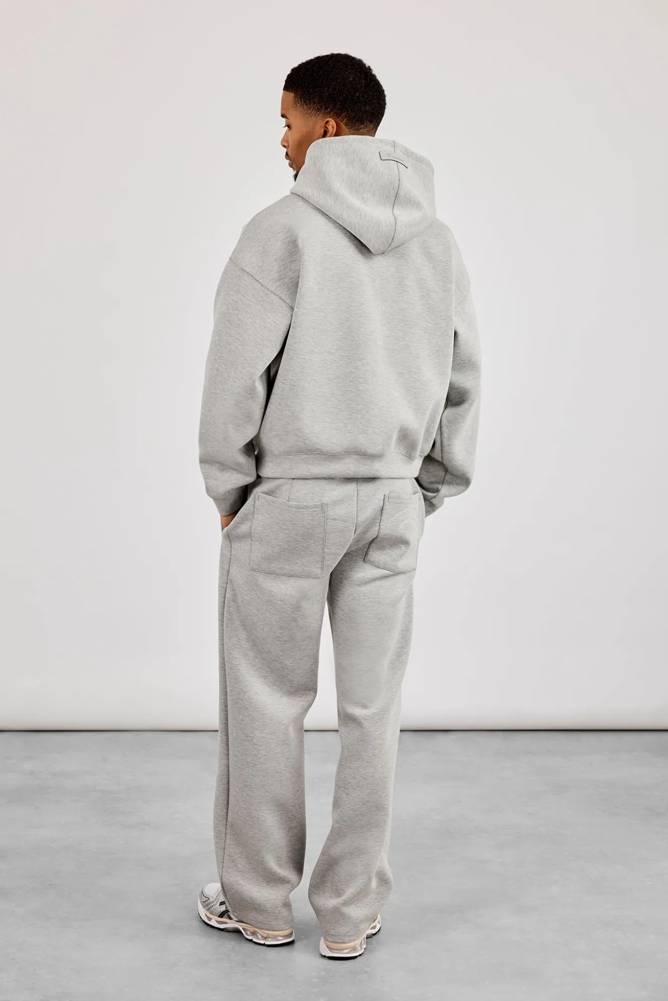 Scuba Zip Through Boxy Hoodie & Relaxed Trouser - Grey
