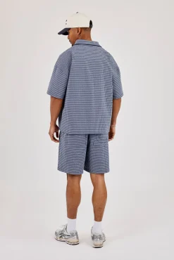 Short Sleeve Boxy Check Shirt & Relaxed Short - Navy