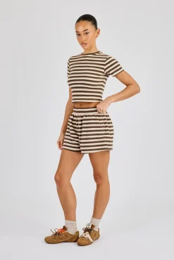 Soft Touch Double Stripe Short - Beige