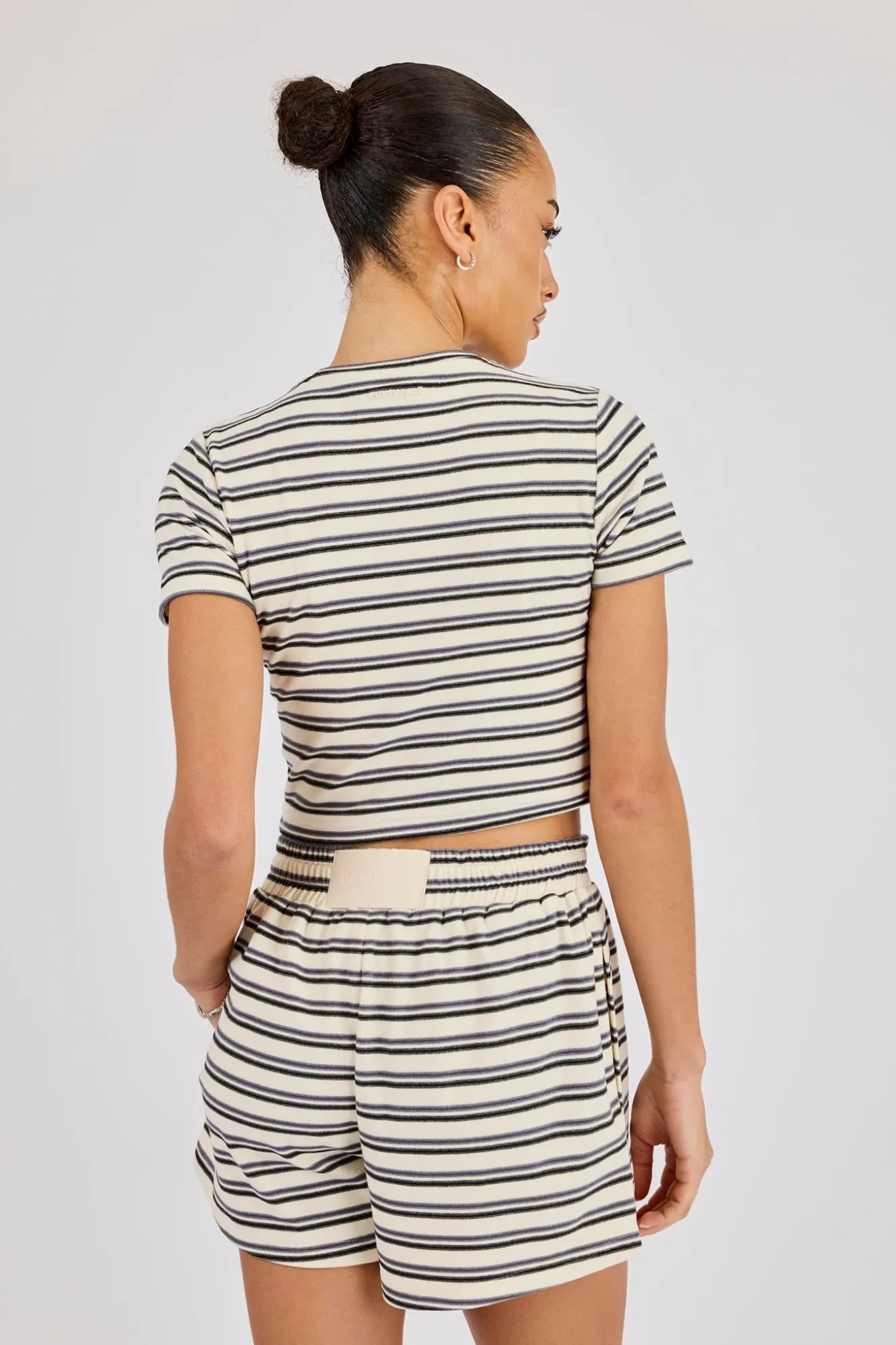 Soft Touch Double Stripe Short Sleeve Top & Short - Blue