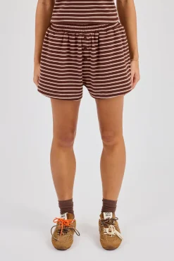 Soft Touch Double Stripe Short - Chocolate