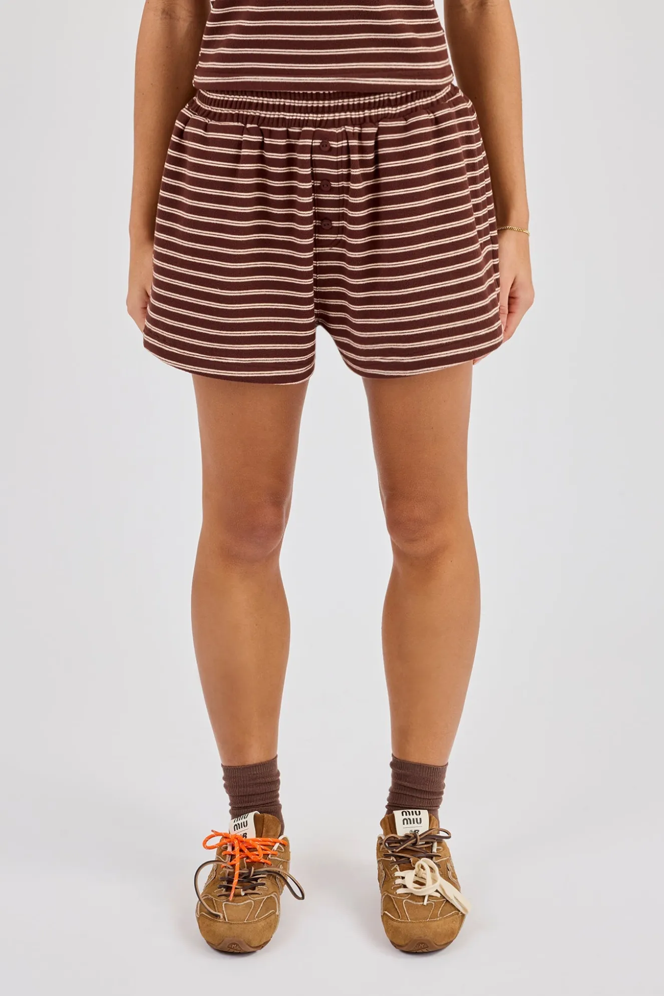 Soft Touch Double Stripe Short - Chocolate