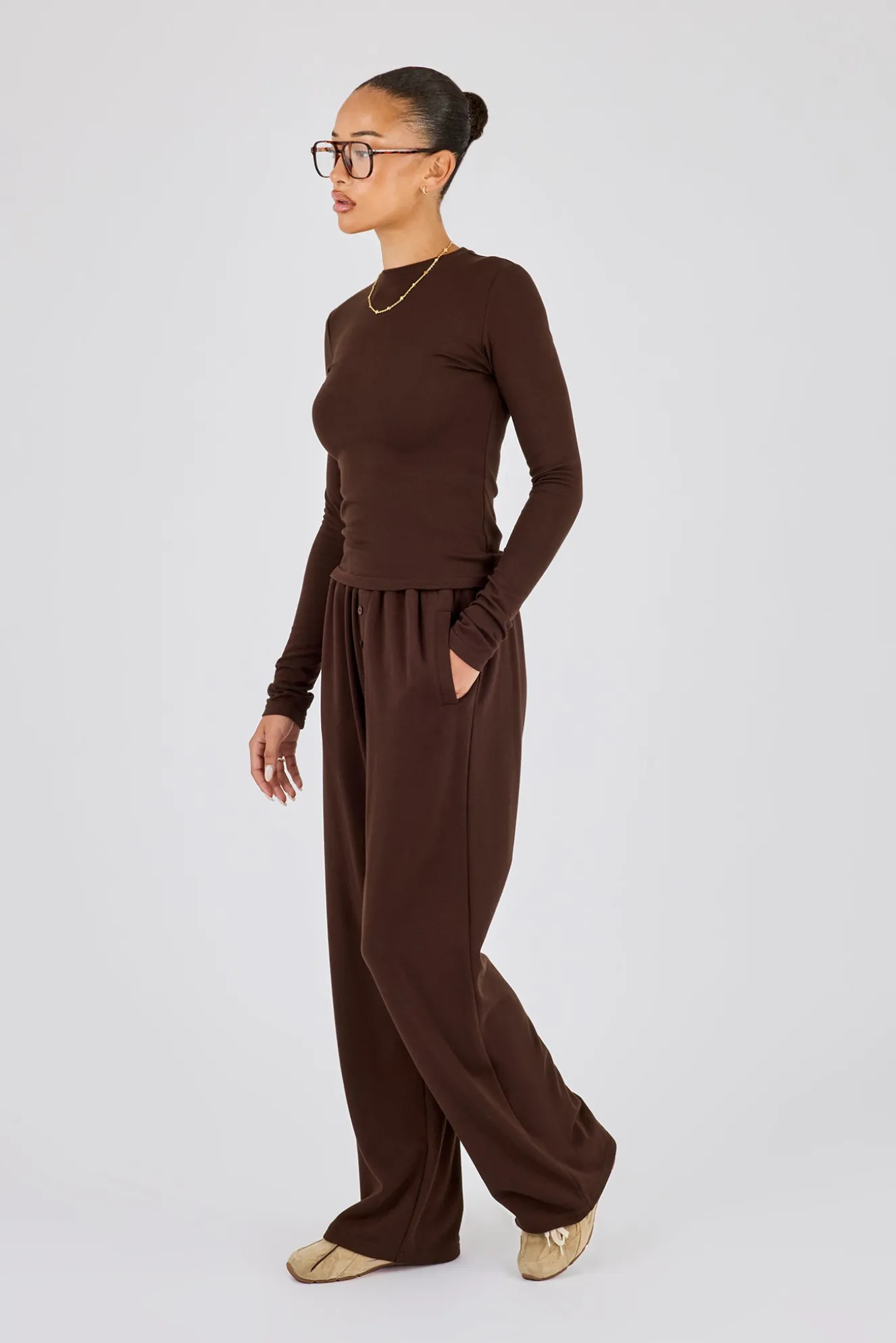 Soft Touch Long Sleeve Top - Chocolate