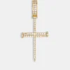 925 Sterling Silver Iced Nail Cross Pendant - Gold
