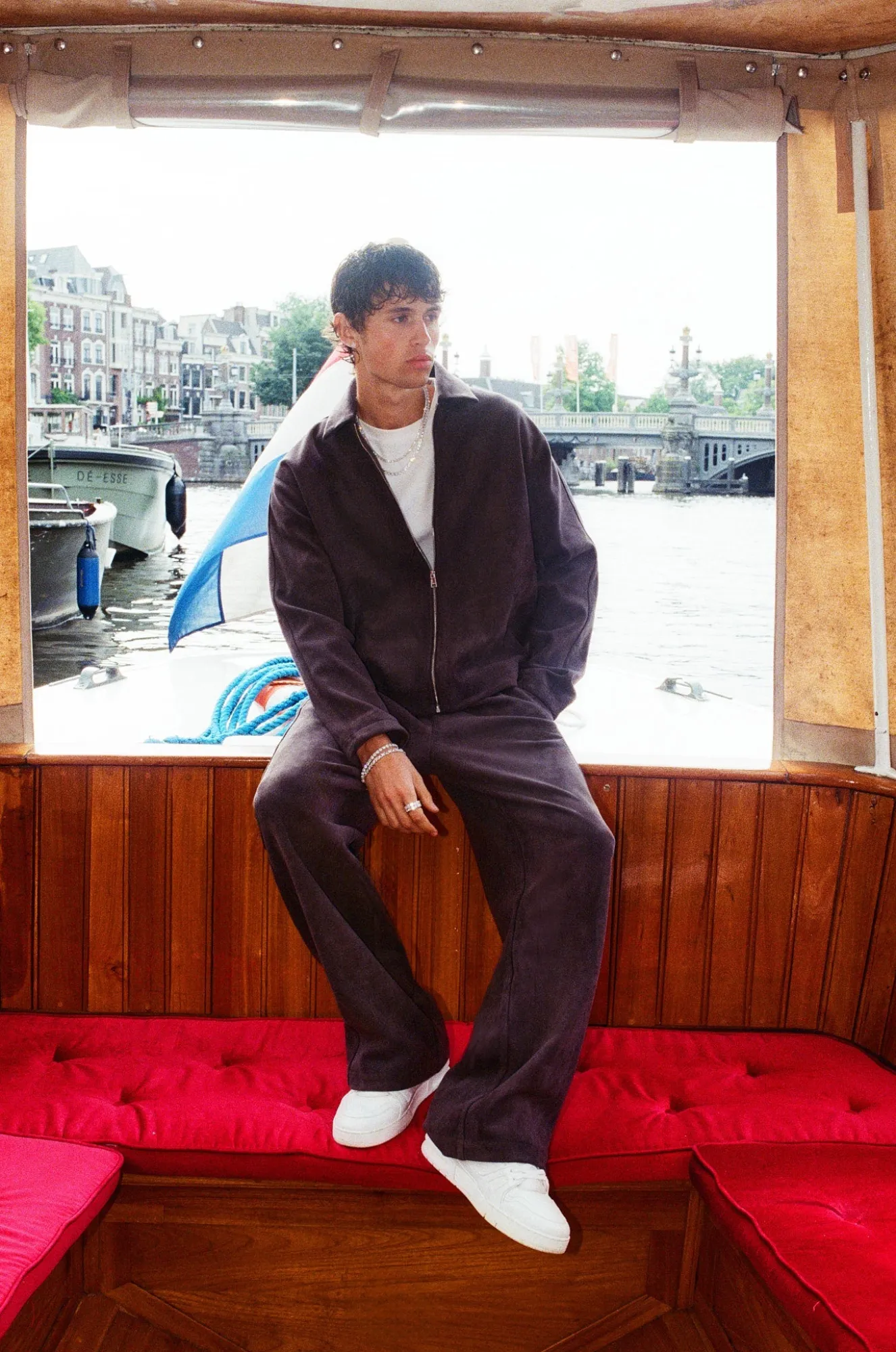 Suede Collared Jacket & Straight Leg Trouser - Charcoal