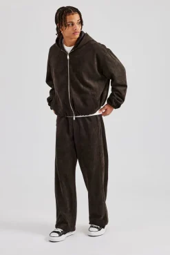 Suede Relaxed Jogger - Charcoal