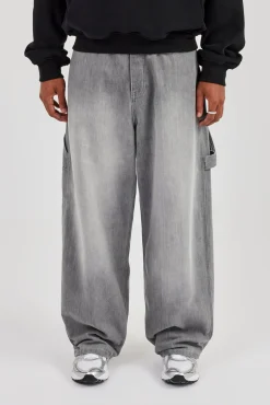 Super Baggy Carpenter Detail Jeans - Washed Grey