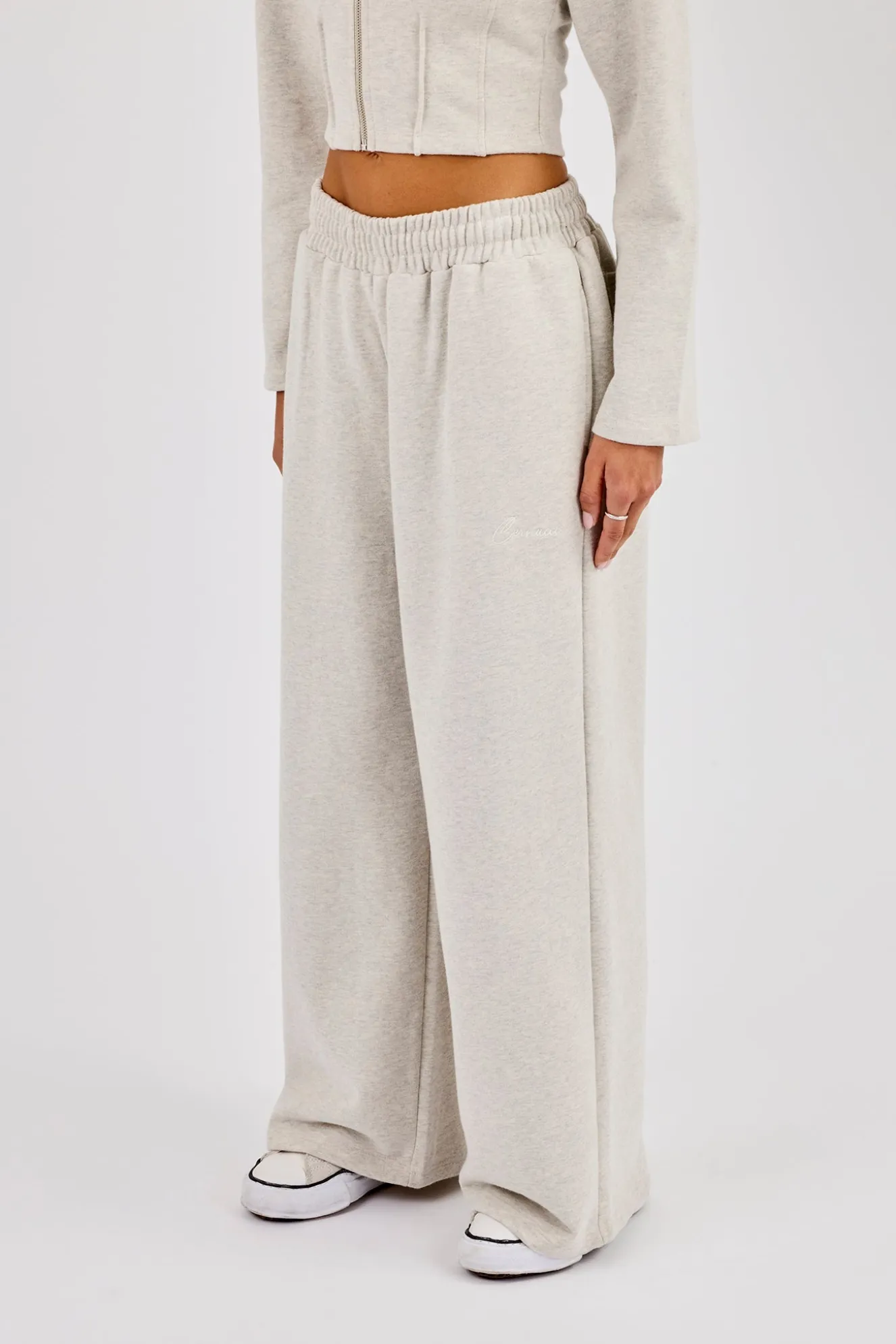Super Baggy Wide Leg Jogger - Grey Marl