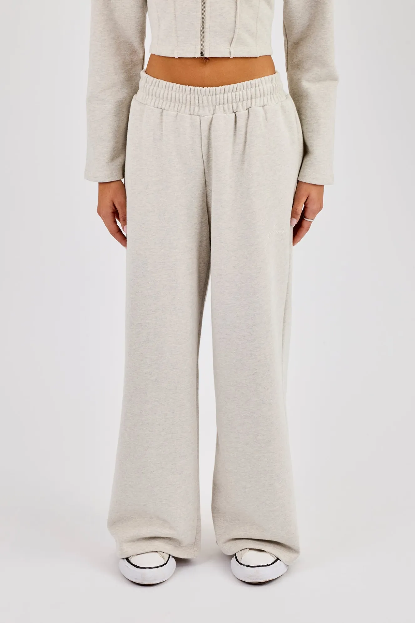 Super Baggy Wide Leg Jogger - Grey Marl