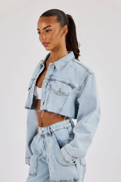 Super Cropped Denim Jacket - Light Blue