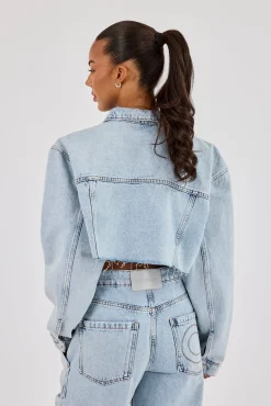 Super Cropped Denim Jacket - Light Blue