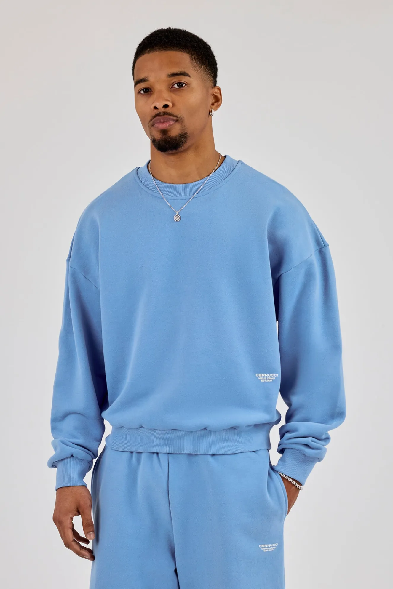 Sweater With Micro Branding - Riviera Blue