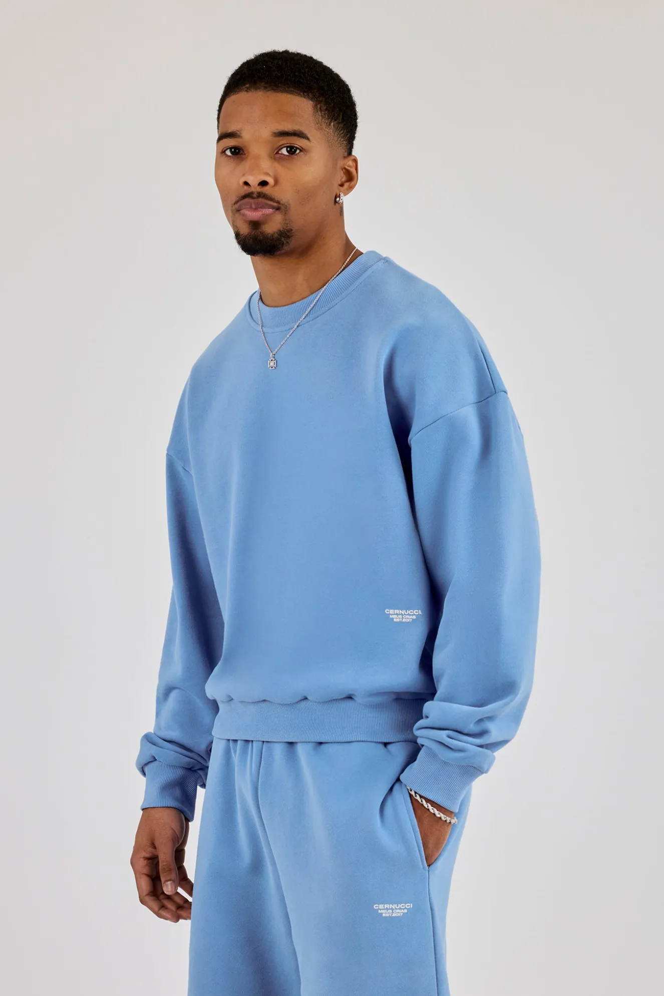 Sweater With Micro Branding - Riviera Blue