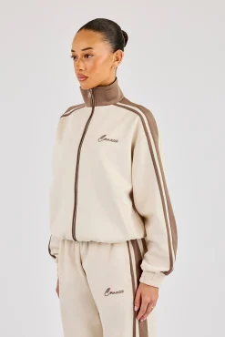 Taping Contrast Collar Track Jacket - Off White