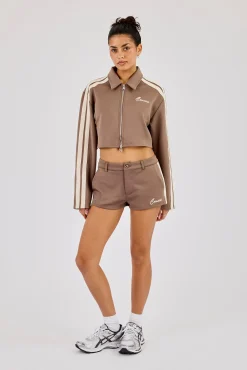 Taping Cropped Harrington Jacket & Micro Short - Taupe