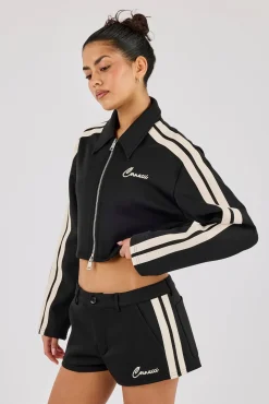 Taping Cropped Harrington Jacket & Micro Short - Black