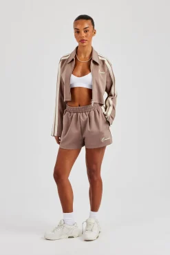 Taping Cropped Harrington Jacket & Short - Taupe