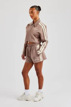 Taping Cropped Harrington Jacket & Short - Taupe