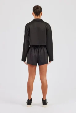 Taping Cropped Harrington Jacket & Taping Short - Black