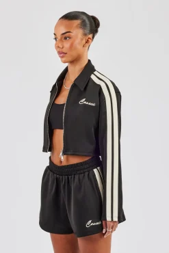 Taping Cropped Harrington Jacket & Taping Short - Black
