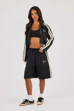 Taping Cropped Harrington Jacket & Jort - Black