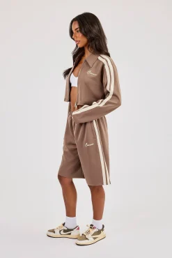 Taping Cropped Harrington Jacket & Jort - Taupe