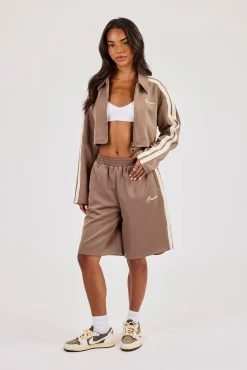 Taping Cropped Harrington Jacket & Jort - Taupe